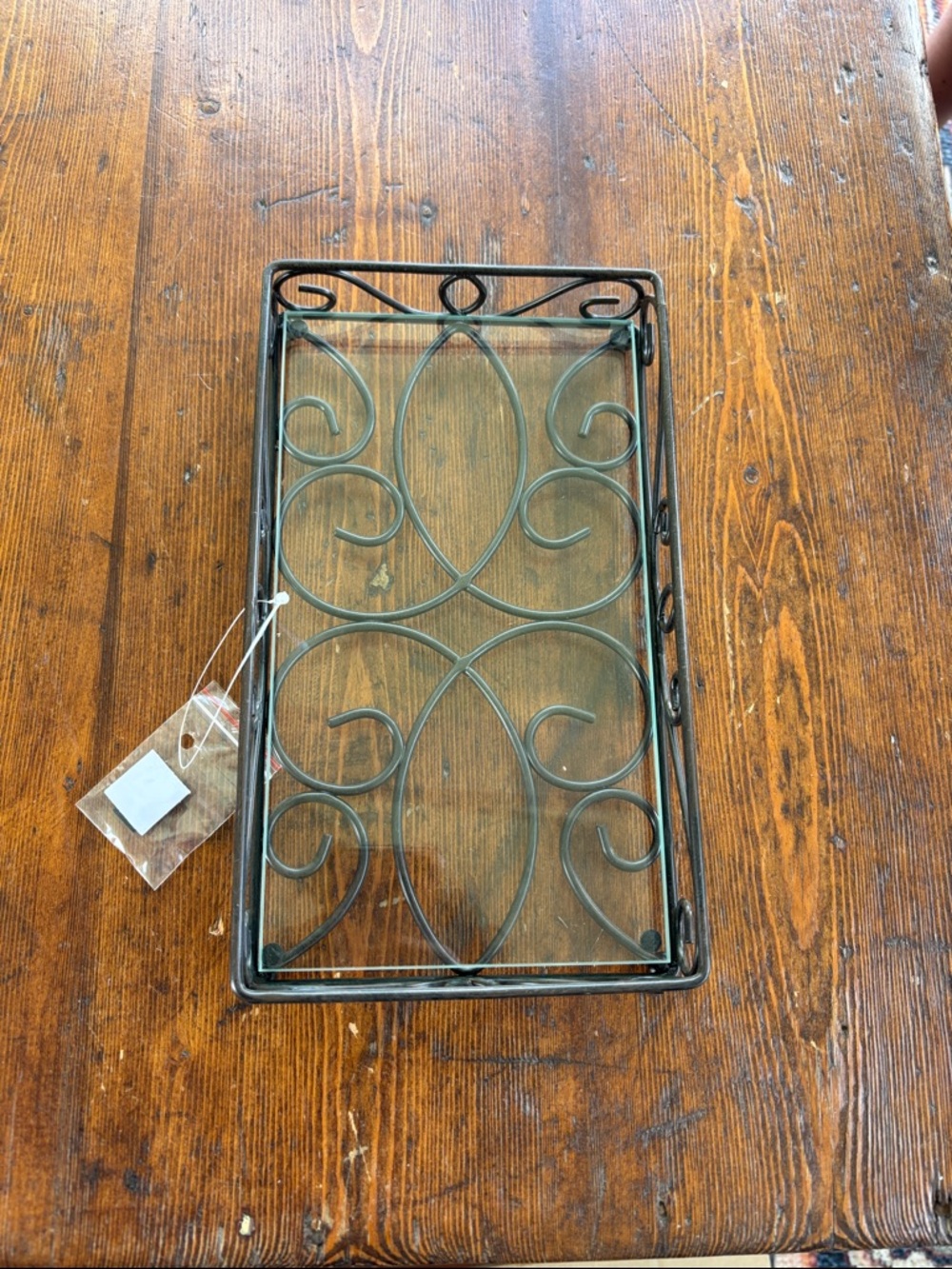 Southern Living At Home Black Metal and Glass Decorative Tray